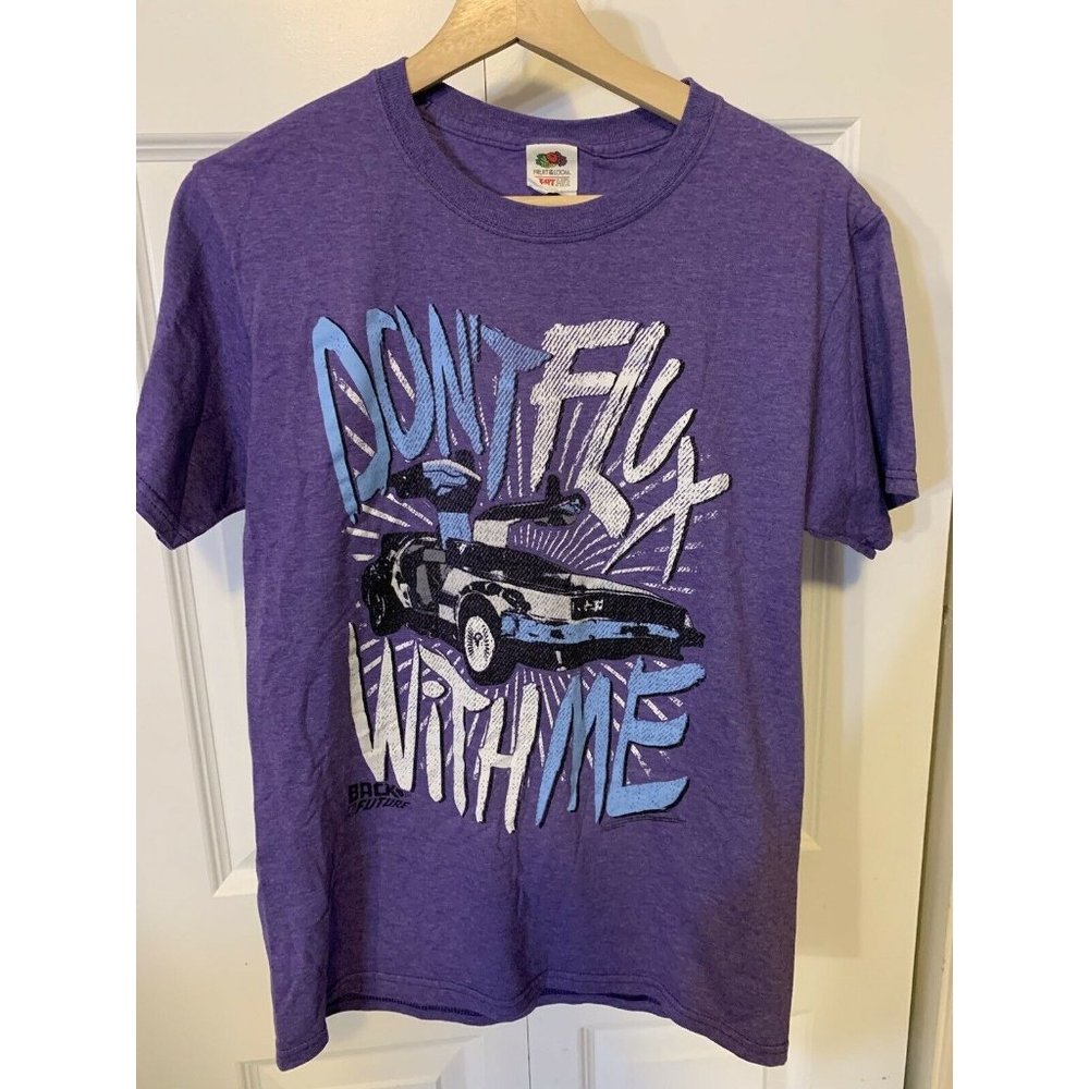 BACK TO THE FUTURE PURPLE T-SHIRT SZ S‎ DON'T FLUX WITH ME
